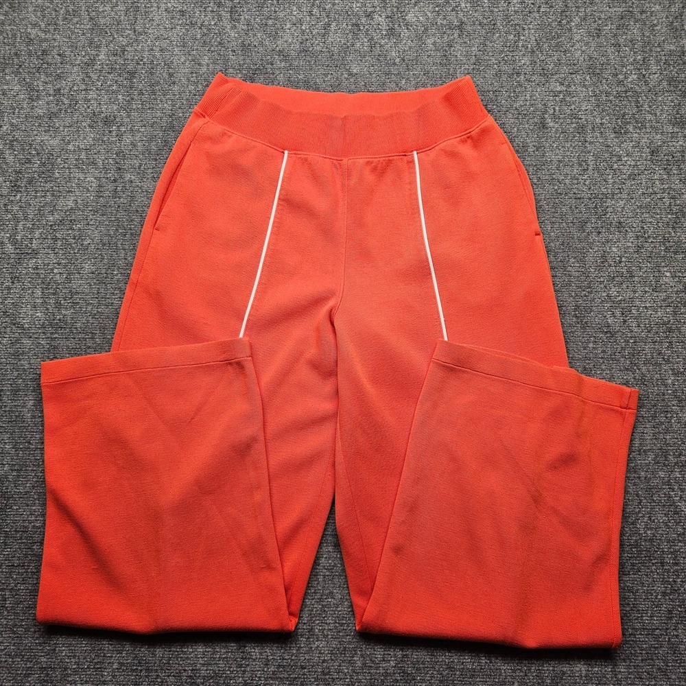 Spanx AirEssentials Wide Leg Pants Orange White Piping Large Pockets Tencel